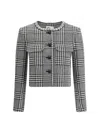 Self-portrait Wool Houndstooth Tailored Jacket Jackets Multicolor In Gray