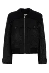 Self-portrait Bouclé Zip-up Bomber Jacket In Black