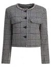 Self-portrait Houndstooth Crystal Trim Blazer In Gray