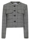 Self-portrait Houndstooth Crystal Trim Blazer In Gray