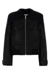 Self-portrait Black Tinsel Boucle Bomber Jacket-6 Nd Self Portrait Female In Black