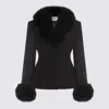 Self-portrait Fur-trimmed Tweed Jacket In Black