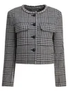Self-portrait Cropped Houndstooth Jacket With Flap Chest Pockets In Black