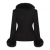 Self-portrait Black Tailored Boucle Fur Jacket Clothing In Black