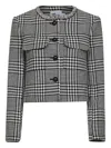 Self-portrait Houndstooth Crystal Trim Blazer In Gray