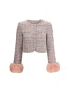 Self-portrait Crystal-embellished Tweed Jacket In Pink