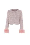 Self-portrait Crystal-embellished Tweed Jacket In Pink