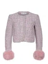 Self-portrait Self Portrait Crystal-embellished Tweed Jacket In Pink