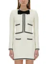 Self-portrait Beige Cardigan With Bow Detail On The Front And Contrasting Trims In Cotton Blend Woman