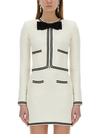 SELF-PORTRAIT SELF-PORTRAIT JACQUARD CARDIGAN WITH BOW