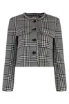Self-portrait Houndstooth Crystal Trim Blazer In Multi