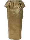 Self-portrait Women's Metallic Jacquard Midi Skirt In Gold