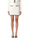 Self-portrait Self Portrait Women Ivory Bow Jacquard Knit Mini Skirt In Beige