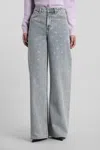 Self-portrait Light-blue Wide-leg Cotton Jeans With Bow In Blue