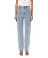 Self-portrait Paneled Crystal-embellished High-rise Straight-leg Jeans