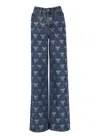 Self-portrait Blue Jeans With All-over Rhinestoned Bow Embellishments In Denim Woman In Blue
