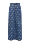 Self-portrait Blue Jeans With All-over Rhinestoned Bow Embellishments In Denim Woman In Blue