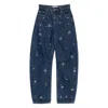 Self-portrait Self Portrait Blue Embellished Barrel Leg Jeans In Blue