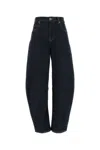 Self-portrait Jeans Dalla Gamba Ampia In Denim Stretch In Blue