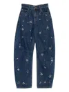 Self-portrait Self Portrait Blue Embellished Barrel Leg Jeans In Blue