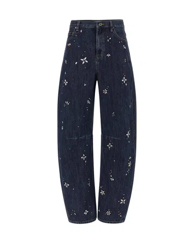 Self-portrait Jeans Decorati Con Strass Blue