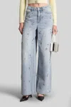 Self-portrait Embellished Wide-leg Jeans With Crystal Embellishment In Blue