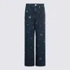 Self-portrait Wide-leg Denim Jeans With Floral Embellishments
