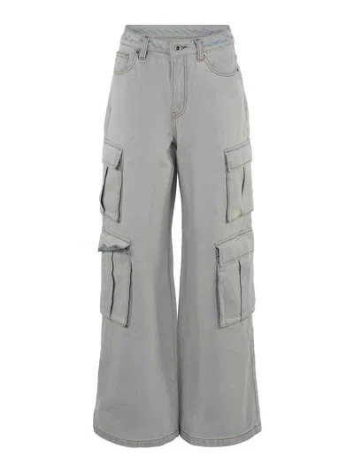 Self-portrait Cargo Jeans In Denim