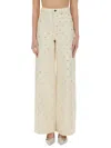 Self-portrait Self Portrait Women Cream Denim Diamante Bow Jeans In Beige
