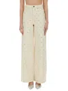 Self-portrait Self Portrait Women Cream Denim Diamante Bow Jeans In Beige