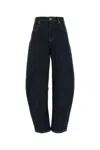 Self-portrait Jeans Dalla Gamba Ampia In Denim Stretch In Blue