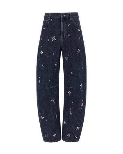 Self-portrait Jeans Decorated With Blue Rhinestones