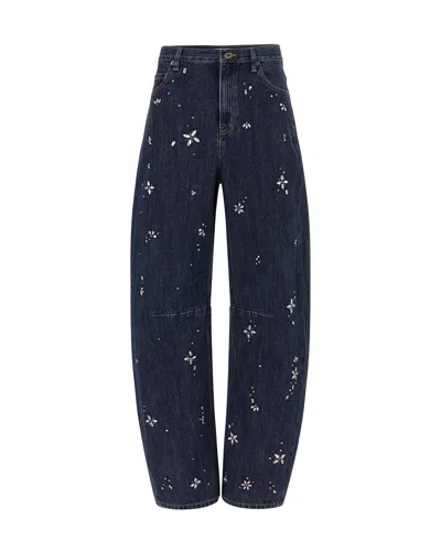 SELF-PORTRAIT JEANS DECORATI CON STRASS BLUE
