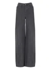 Self-portrait Wide-leg Palazzo Jeans In Grey