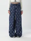 Self-portrait Blue Jeans With All-over Rhinestoned Bow Embellishments In Denim Woman In Blue