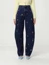 Self-portrait Self Portrait Blue Embellished Barrel Leg Jeans In Blue