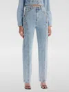 Self-portrait Paneled Crystal-embellished High-rise Straight-leg Jeans In Hellblau