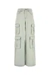 Self-portrait Bleached Effect Cargo Jeans With Visible Stitching In White