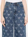 Self-portrait Blue Jeans With All-over Rhinestoned Bow Embellishments