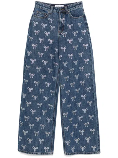 SELF-PORTRAIT SELF-PORTRAIT JEANS WITH RHINESTONE BOW