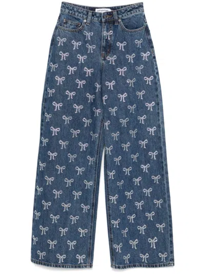 SELF-PORTRAIT SELF-PORTRAIT JEANS WITH RHINESTONE BOW