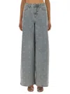 Self-portrait Light Blue Wide-leg Jeans With Crystal Embellishment And Classic Five-pocket Design In Blue