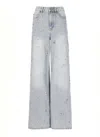 Self-portrait Wide-leg Jeans Featuring Strass Embellishments In Blue
