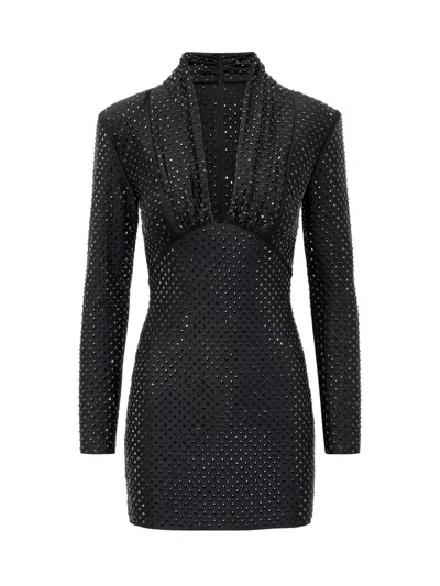 SELF-PORTRAIT JERSEY RHINESTONE MAXY DRESS