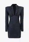 Self-portrait Miniabito In Jersey Nero Con Strass In Black