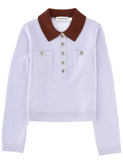 SELF-PORTRAIT SELF-PORTRAIT JERSEY WITH CONTRASTING COLLAR