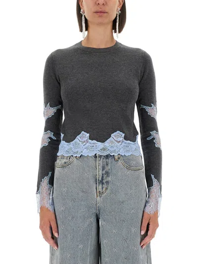SELF-PORTRAIT SELF-PORTRAIT JERSEY WITH LACE INSERTS