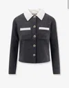 Self-portrait Self Portrait Women Wool Blend Cardigan With Contrasting Collar In Black