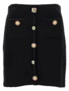 Self-portrait Knitted Miniskirt With Jewels Buttons In Black