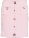 Self-portrait Knitted Miniskirt With Jewels Buttons In Pink